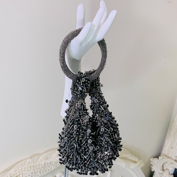 Sphere Beaded Top Handle Bag Wristlet - Picture 3 of 10